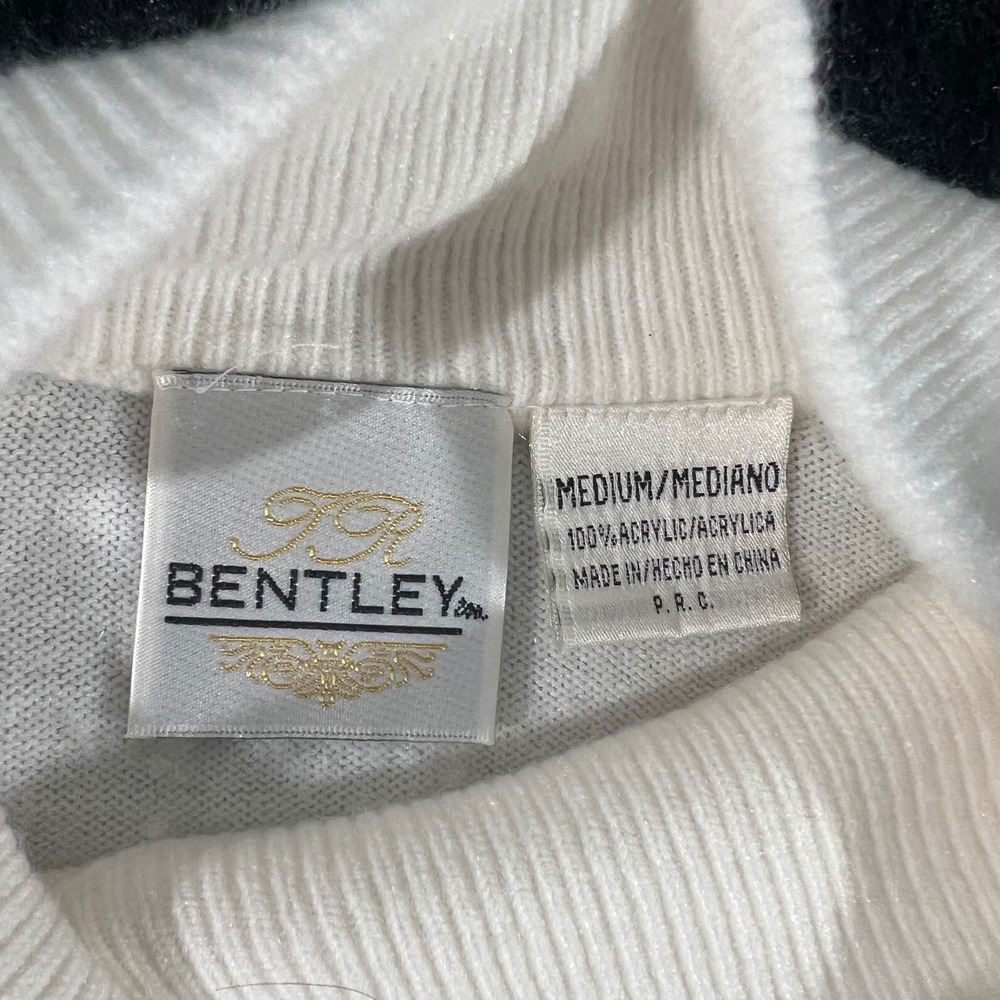 JR Bentley Turtleneck Sweater Womens Medium White Ribbed Knit Side Slit Pullover - Picture 3 of 6